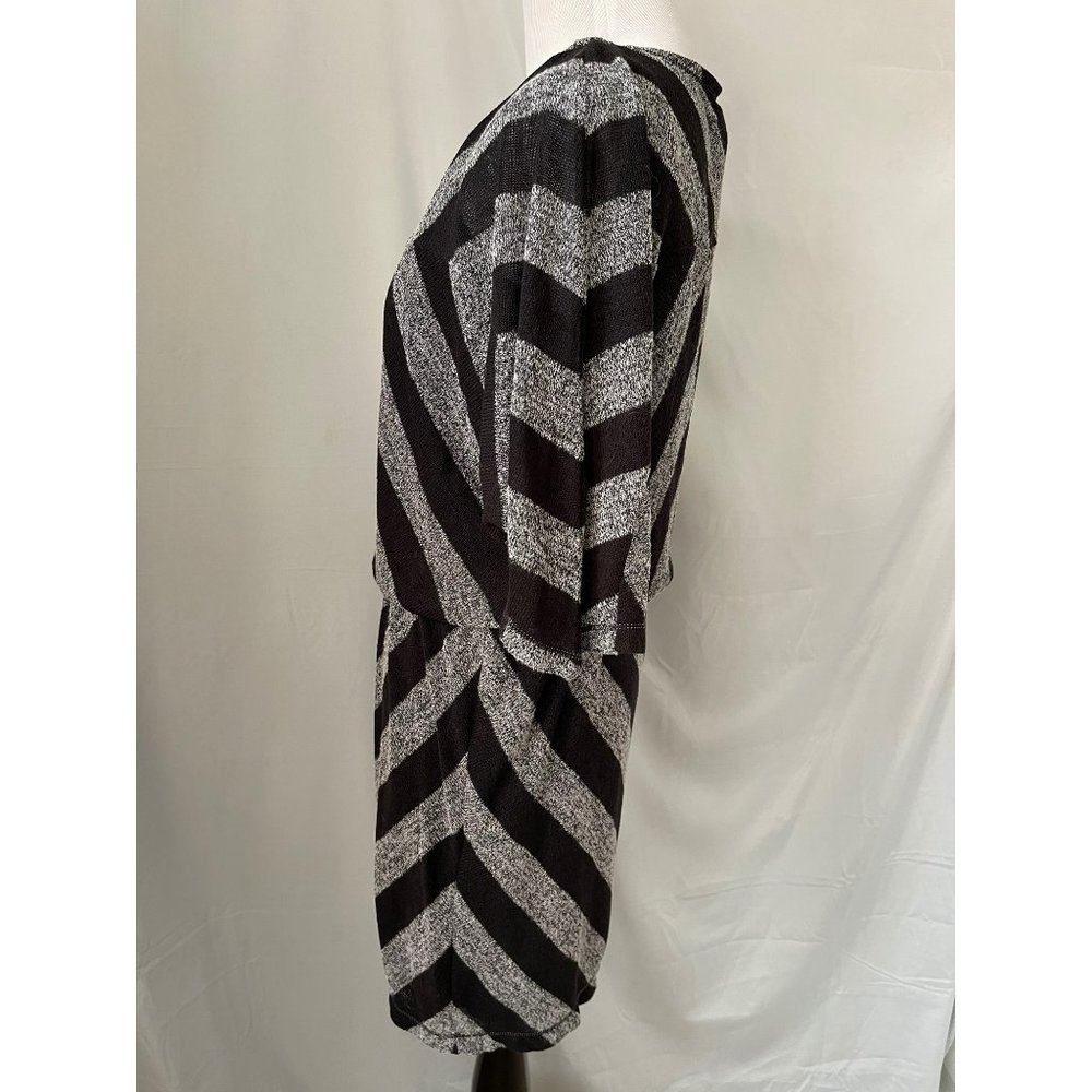 Max Studio Black/Gray Striped Half Sleeve Midi Knit Dress - Picture 9 of 11